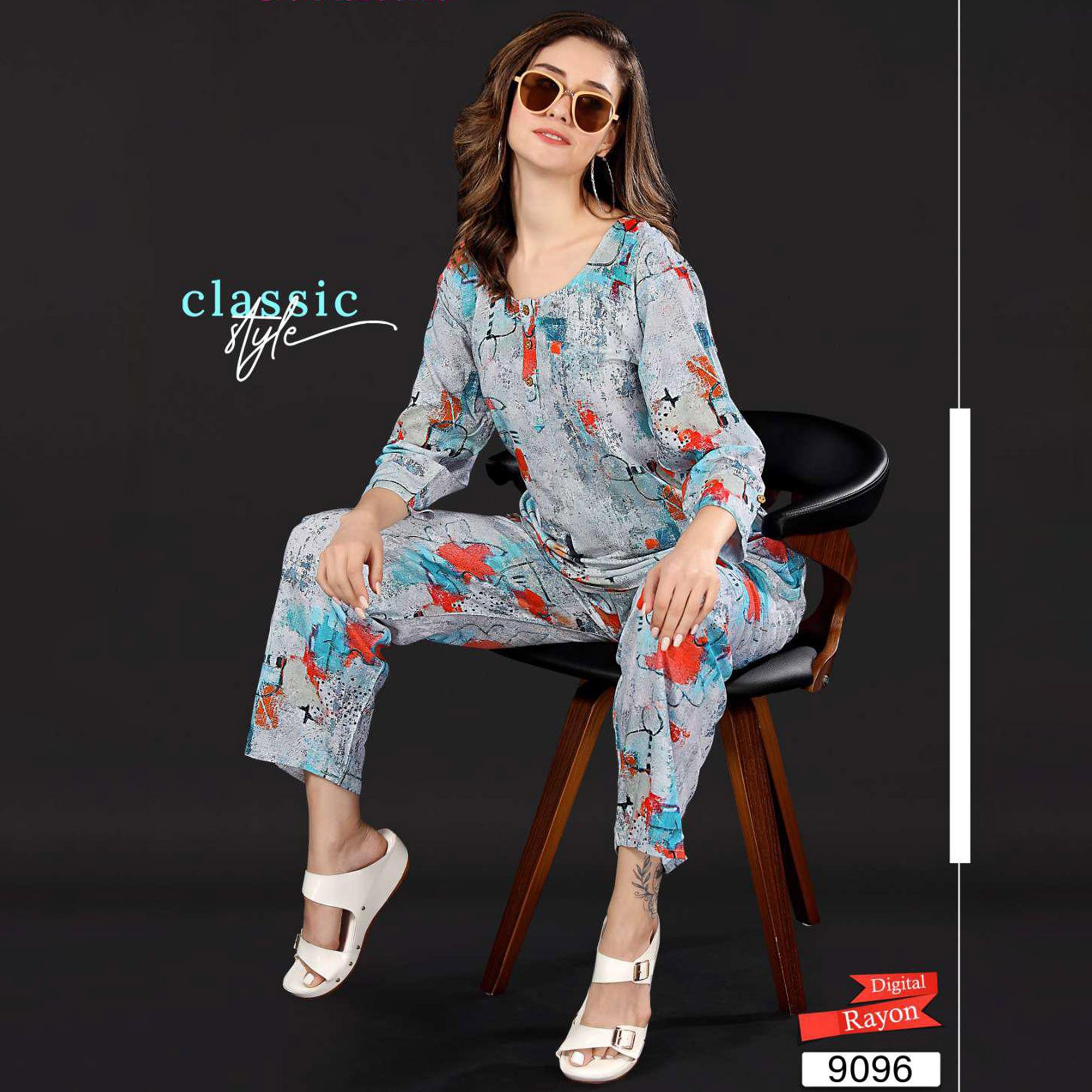 9096 Rayon Night Suit Co-ord Set