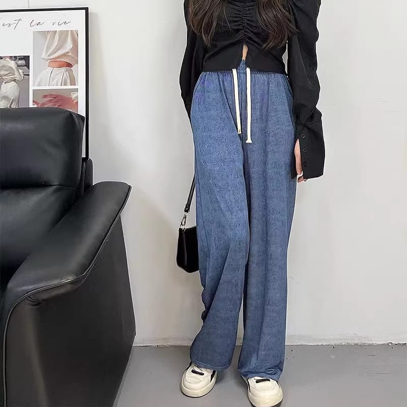 Ultra Soft Ice Silk Fabric Denim Blue Lower