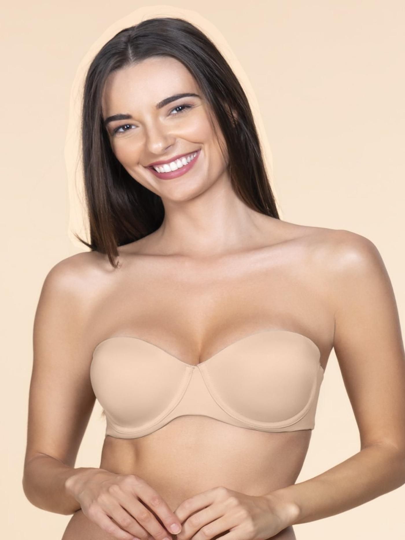 Beautiful Basics Medium Padded High Wired 3/4th Coverage Strapless Bra in D-Cup Size