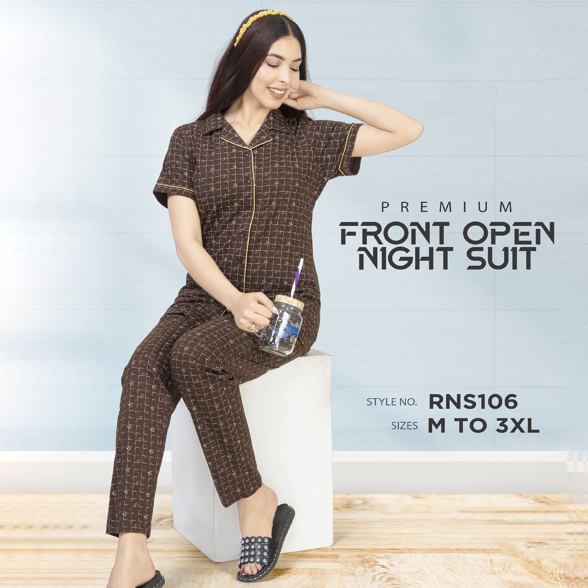 NS-RNS106A Front Open Collar Style Night Suit