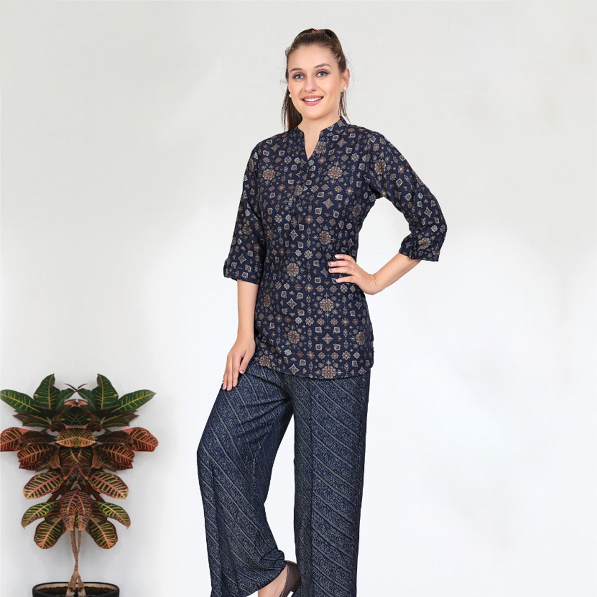 NS-SKP407 Ryon Cotton Kurti Plazo Nightsuit