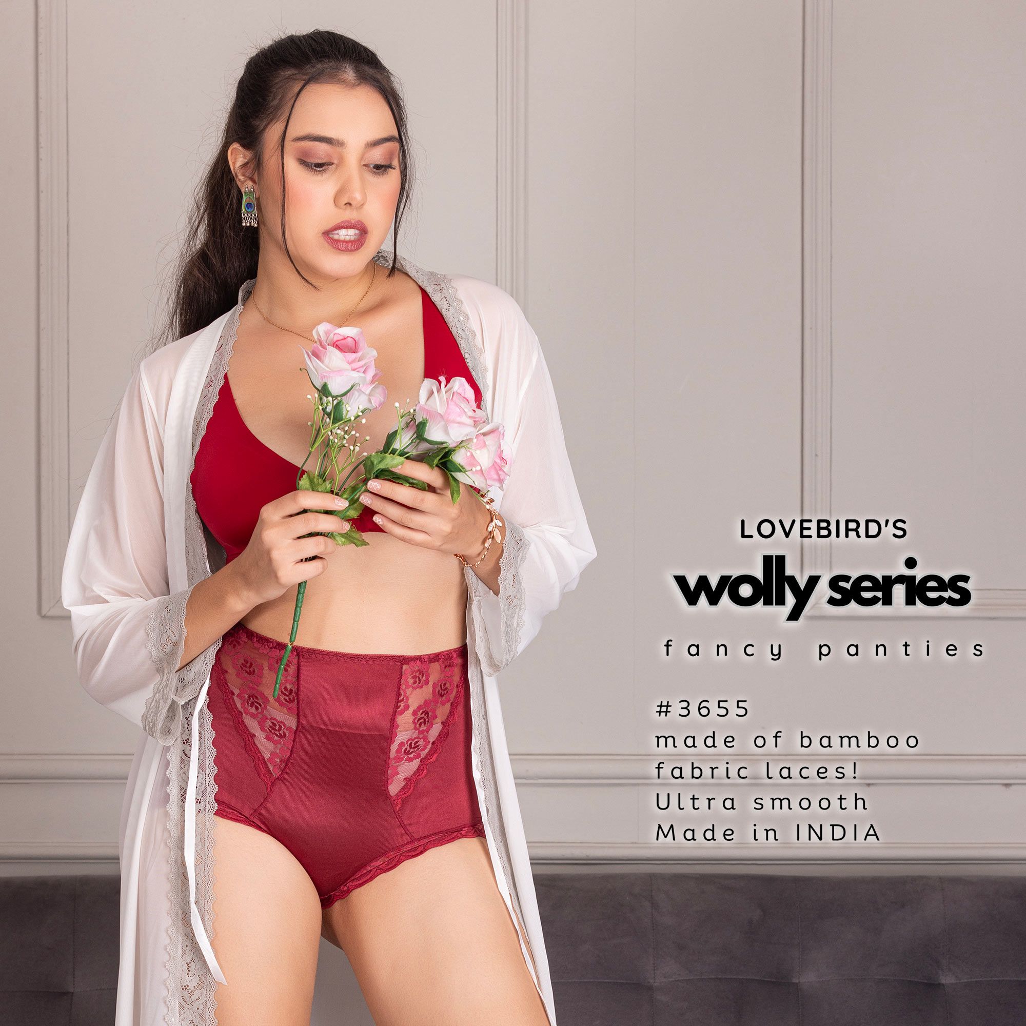 P3655 Bamboo Fabric Laces Wolly Series Panty