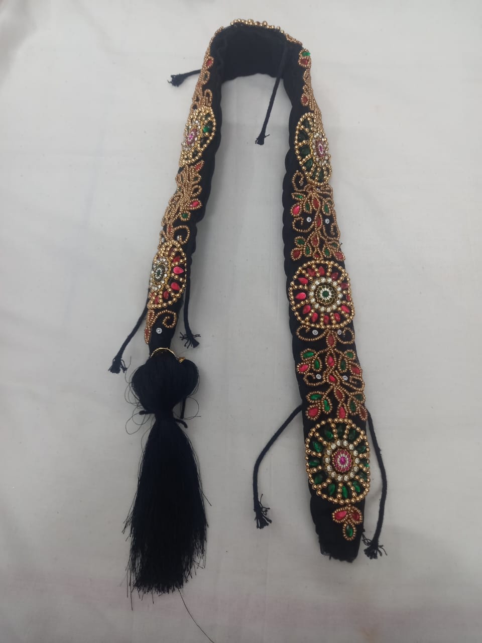 Black Velvet Zari Embroidered Belt for Women