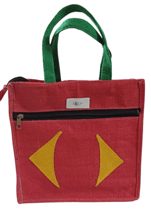  Jute Bag with Colorful Geometric Print