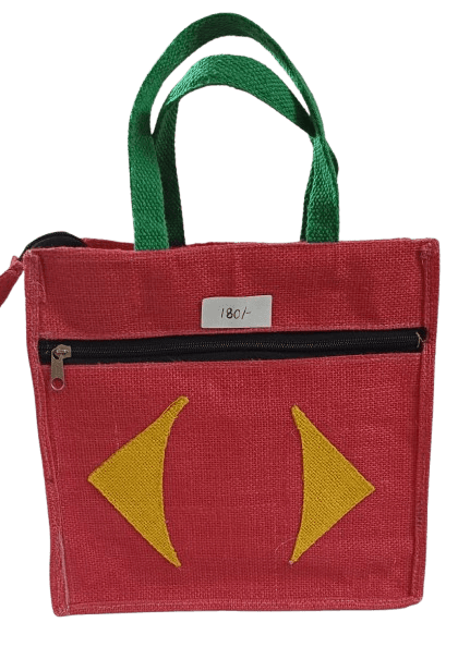  Jute Bag with Colorful Geometric Print
