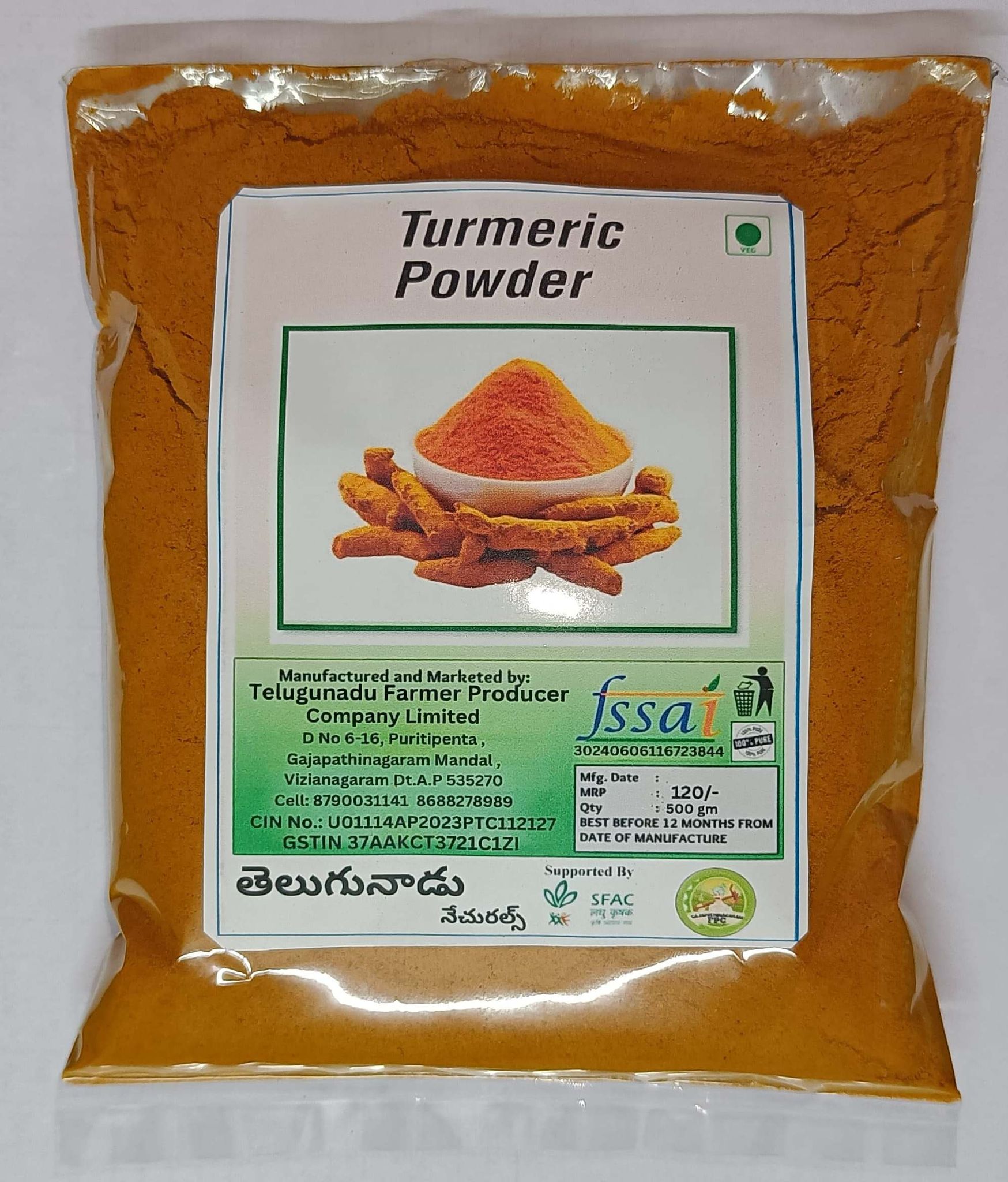 Telugunadu Farmer Producer Company Turmeric Powder 500g