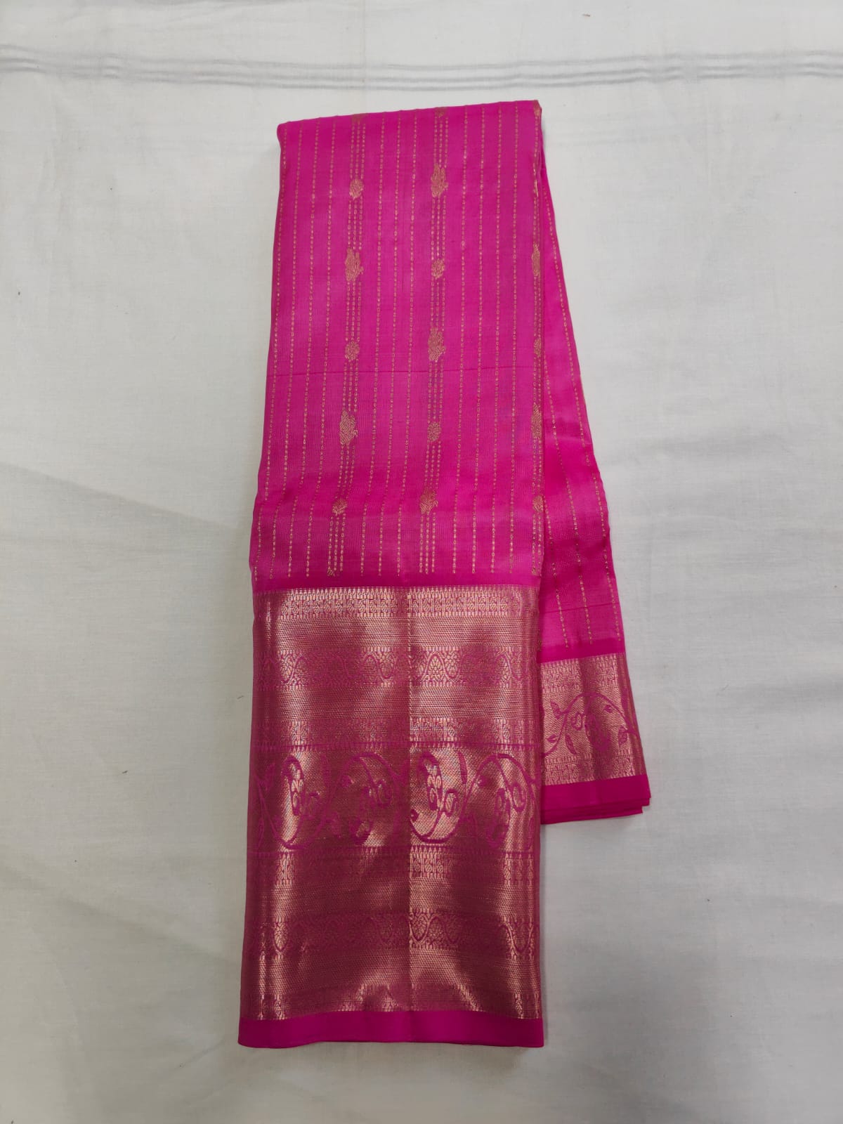 Pink Saree With Golden Zari Border
