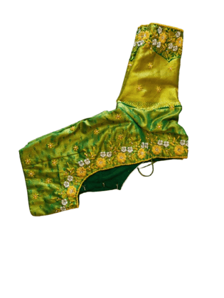 Green and gold embroidered boat neck blouse Green and gold embroidered boat neck blouse