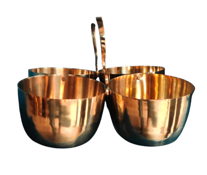  Pure Copper Bowl Set with 4 Bowls and 1 Handle