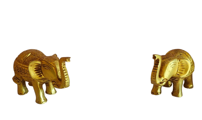  A Pair of Golden Brass Elephants