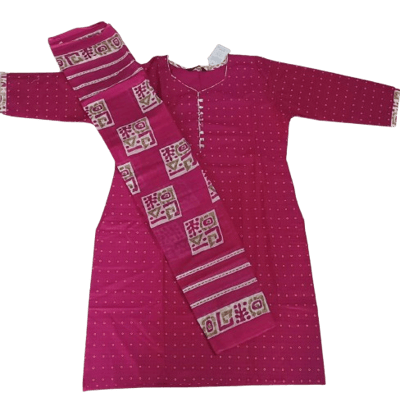 Women's Pink Cotton Kurta with 3/4 Sleeves Women's Pink Cotton Kurta with 3/4 Sleeves