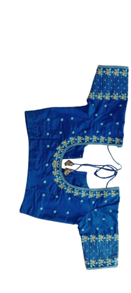 Blue Embroidered Readymade Saree Blouse Blue Embroidered Readymade Saree Blouse