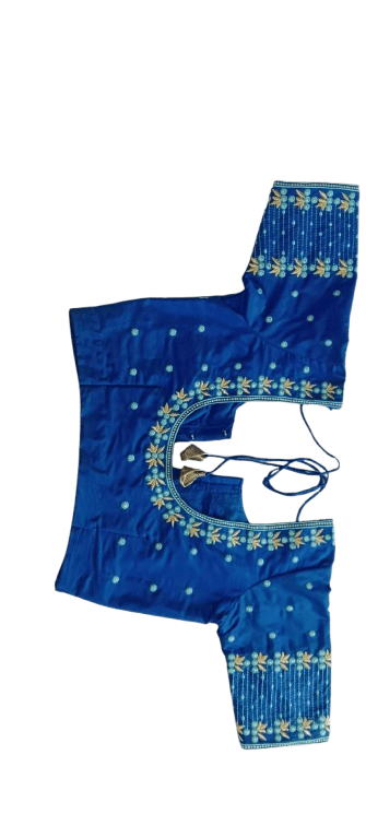 Blue Embroidered Readymade Saree Blouse