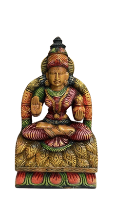  Colorful Wooden Hindu Goddess Lakshmi Statue