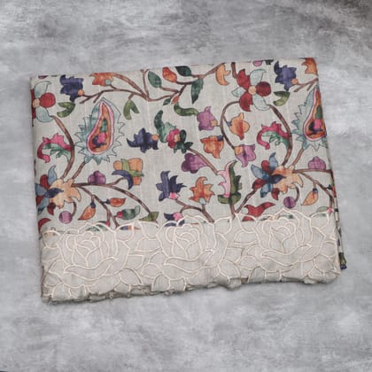 Elegant Floral Print Scarf with Embroidered Border Elegant Floral Print Scarf with Embroidered Border