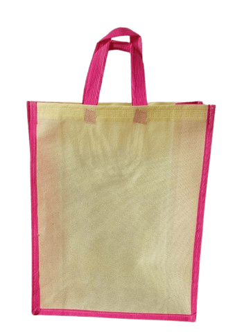 SND BAG HOUSE :: Light Yellow Grocery Bag with Pink Trim