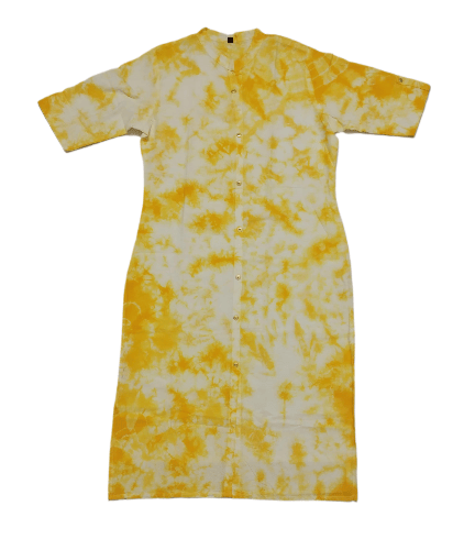 Handdyed Bandhani Kurta for Women -Yellow