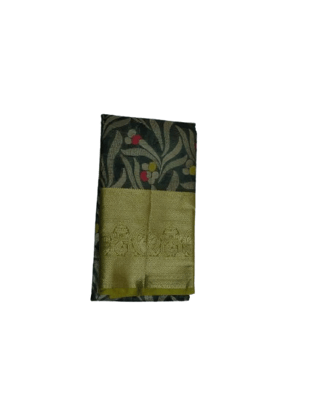 Green and gold zari woven Kanjivaram silk saree Green and gold zari woven Kanjivaram silk saree