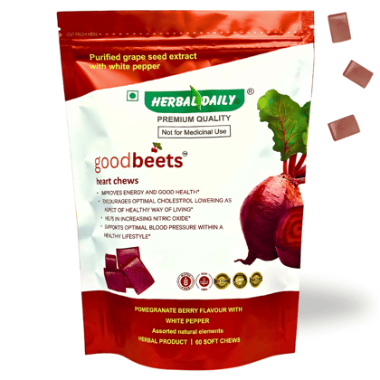 Heart Guard Essentials – Natural Supplements For A Healthy Heart | Goodbeets Heart Chews - Nitric Oxide Supplement With Grape Seed, Beet Powder & White Pepper | Supports Healthy Blood Pressure | 60 Count, 1 Pack