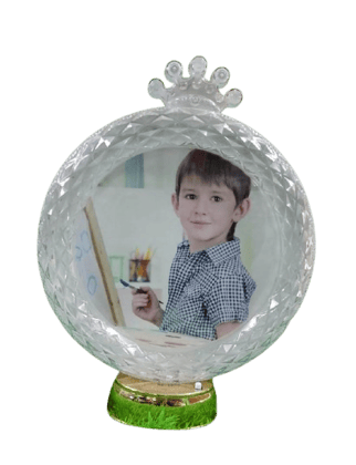 3D Laser Engraved Crystal Globe Photo Frame with Crown 3D Laser Engraved Crystal Globe Photo Frame with Crown