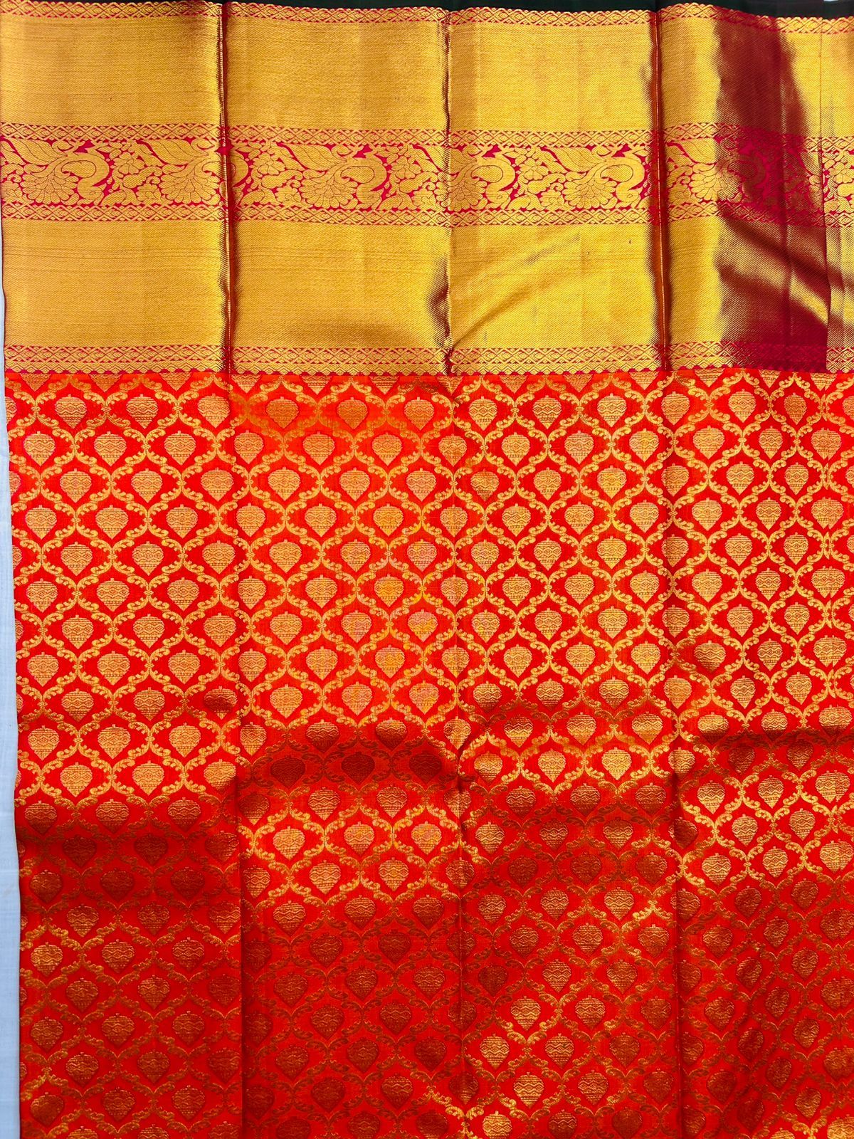 Red and gold zari woven Kanchipuram silk saree