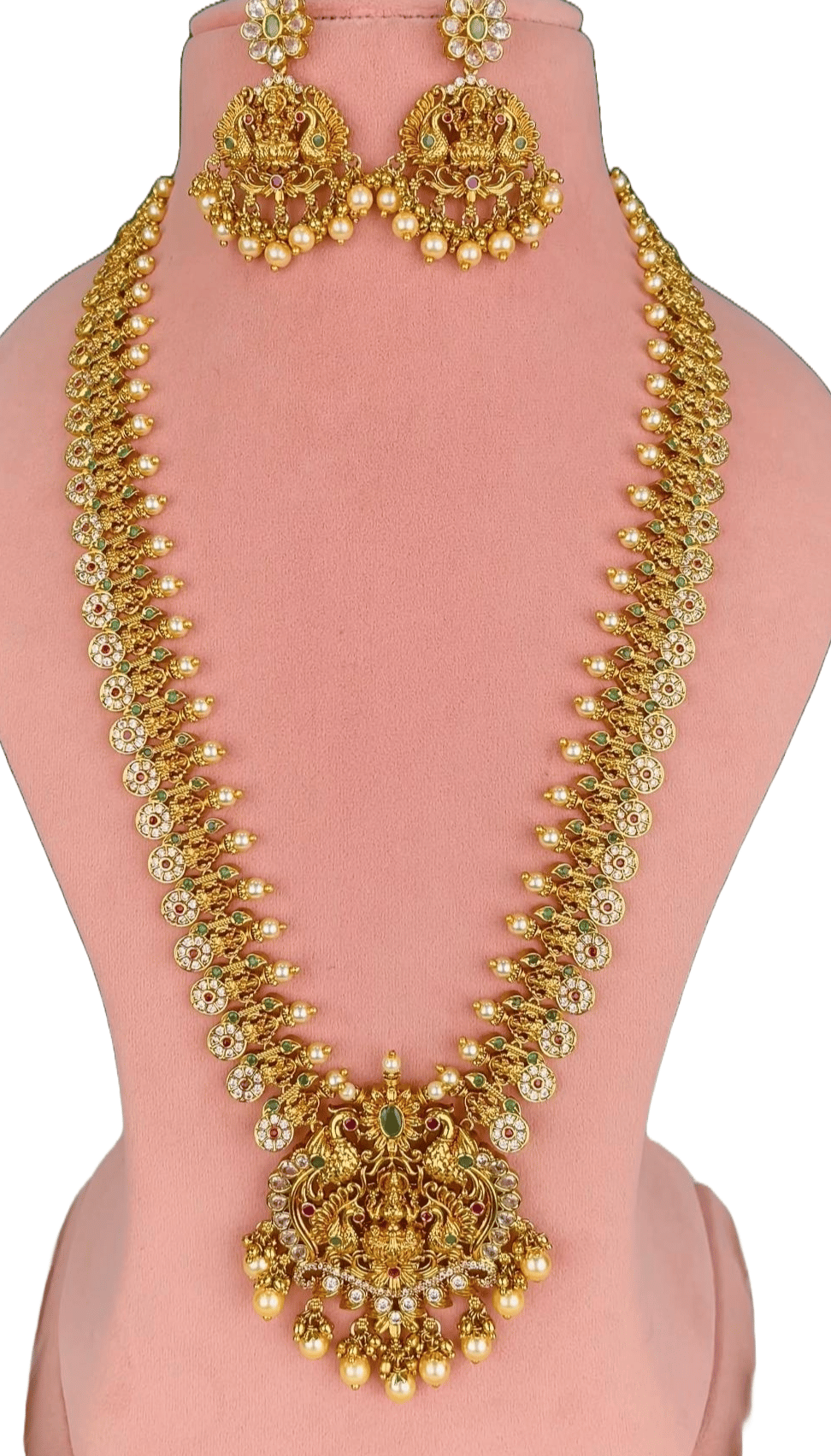 "Stunning Antique Gold Plated Traditional Indian Necklace Set with Earrings for Women"