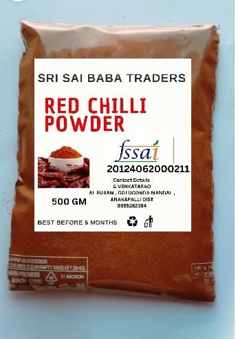  Sri Sai Baba Traders Red Chilli Powder, 500 gm