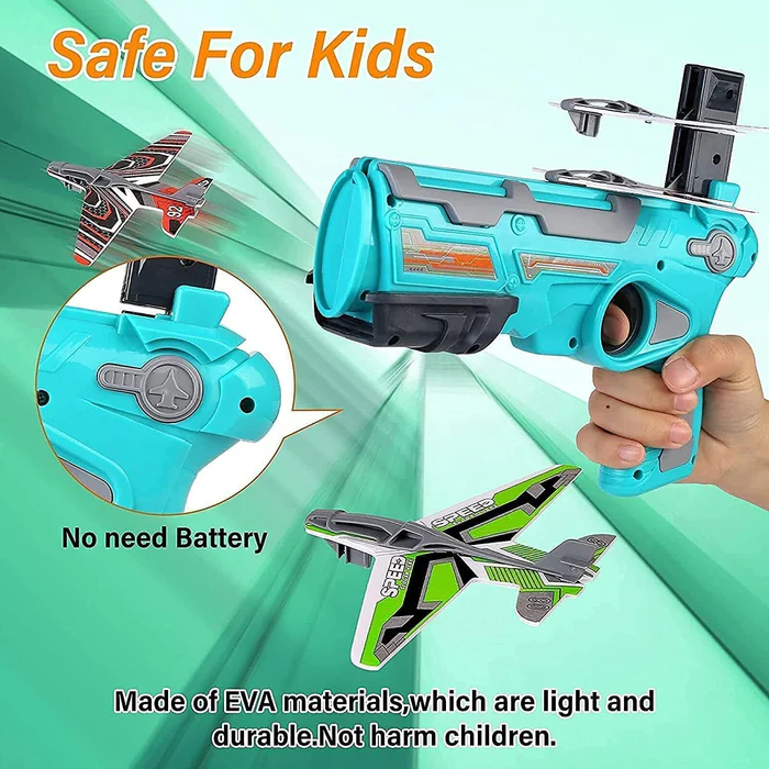 Foam Airplane Toy Gun for Kids, Safe and Durable EVA Material, No Battery Required