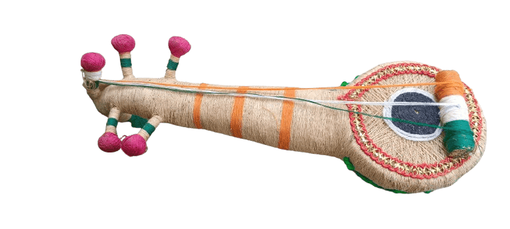 Handmade Coir Miniature Veena with Beads and Thread Work
