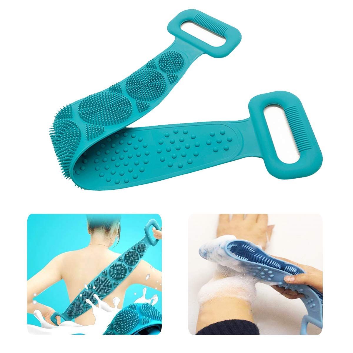 Namaskaram Silicone Back Scrub, Exfoliating Silicone Bath Shower Body Brush, Body Wash Silicone Scrubber Belt for Women & Men, Body Scrubber Belt, Easy to Clean