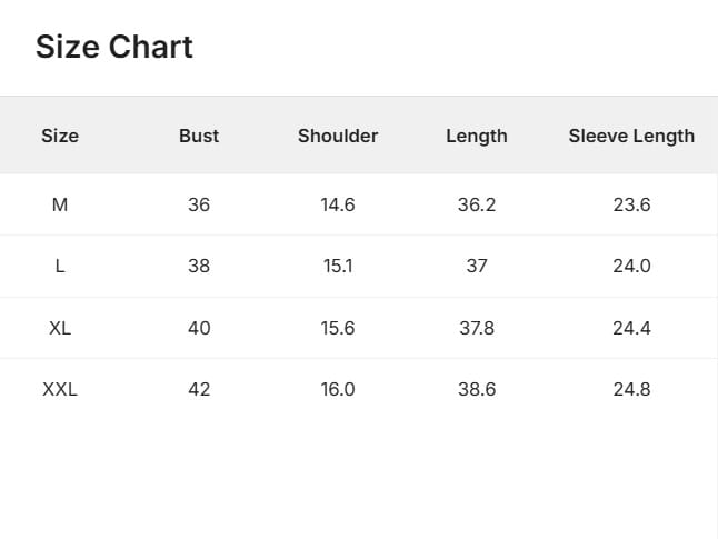 Size Guide Size Guide