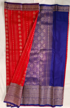 Red and Blue Banarasi Silk Saree with Zari Work Red and Blue Banarasi Silk Saree with Zari Work