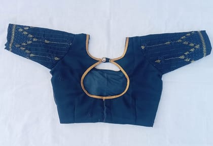 Blue Blouse With Embroidery Work