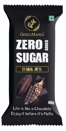 GhizaMania 70% Dark Zero Added Sugar | 40g | Pack of 1 | ZeroGuilt Sugar Free Chocolate Bar. | VEGAN & GLUTEN FREE CHOCOLATE BAR. GhizaMania 70% Dark Zero Added Sugar | 40g | Pack of 1 | ZeroGuilt Sugar Free Chocolate Bar. | VEGAN & GLUTEN FREE CHOCOLATE BAR.