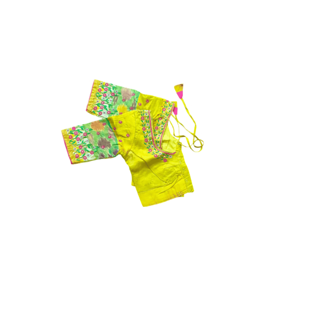 Yellow Embroidered Saree Blouse