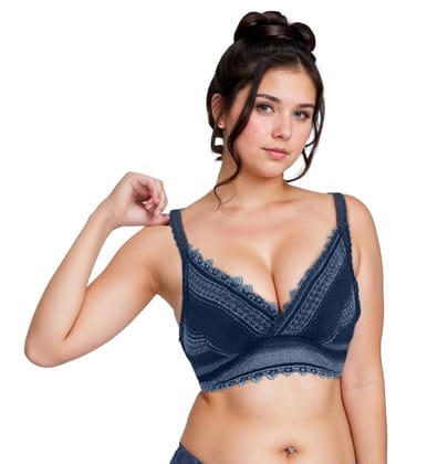 "Women's Push-Up Bra with Lace Detailing - Stylish Floral Pattern, Comfortable Support, Adjustable Straps, Blue "Women's Push-Up Bra with Lace Detailing - Stylish Floral Pattern, Comfortable Support, Adjustable Straps, Blue