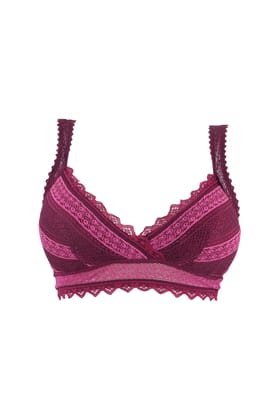 "Women's Push-Up Bra with Lace Detailing - Stylish Floral Pattern, Comfortable Support, Adjustable Straps, Purple Style 2 "Women's Push-Up Bra with Lace Detailing - Stylish Floral Pattern, Comfortable Support, Adjustable Straps, Purple Style 2