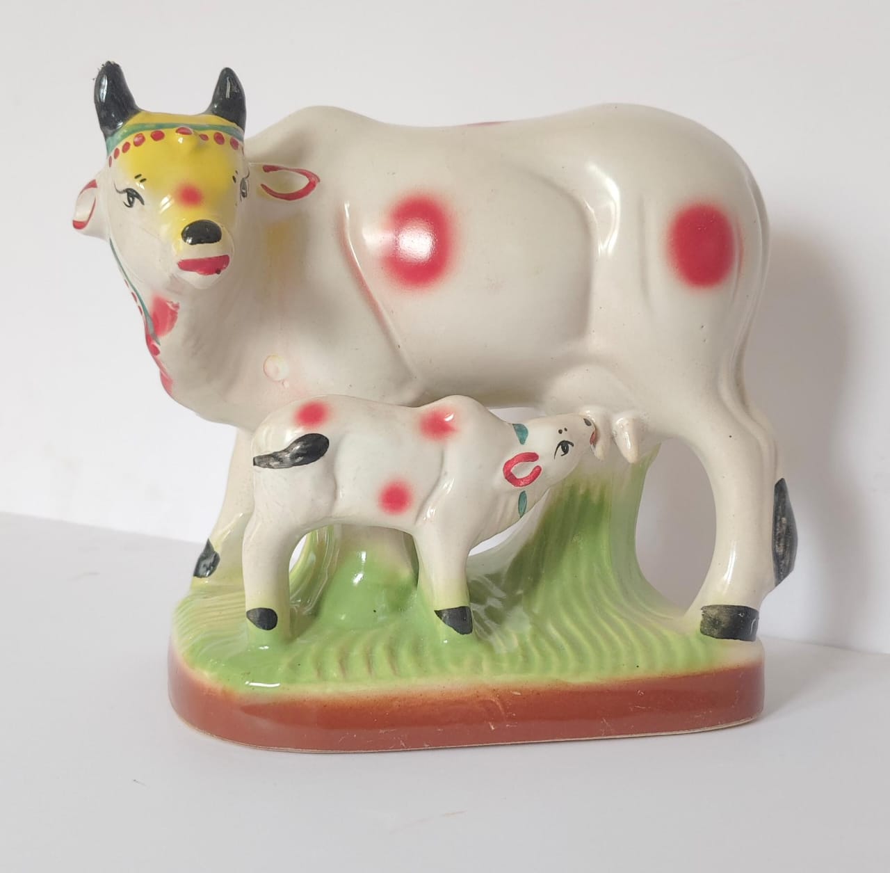 Ceramic Cow and Calf Statue