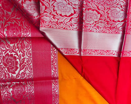 Red and gold zari woven Kanjivaram silk saree Red and gold zari woven Kanjivaram silk saree
