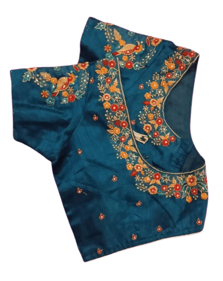 Peacock and Floral Embroidered Blouse