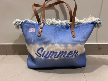 Fringed Blue Summer Beach Tote Bag Fringed Blue Summer Beach Tote Bag