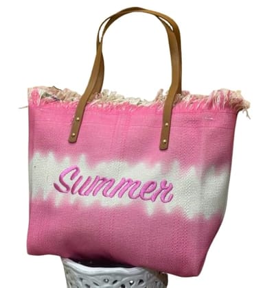 Fringed Pink Summer Beach Tote Bag Fringed Pink Summer Beach Tote Bag