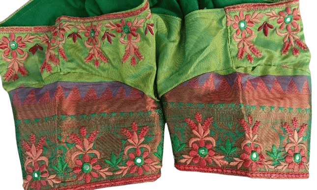 Green blouse with red and maroon embroidery