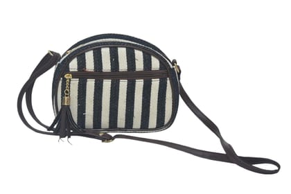 Black and White Striped Round Crossbody Bag Black and White Striped Round Crossbody Bag