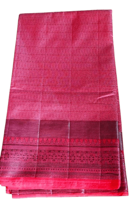 Pink  Cotton Jerry Saree With Blouse Piece