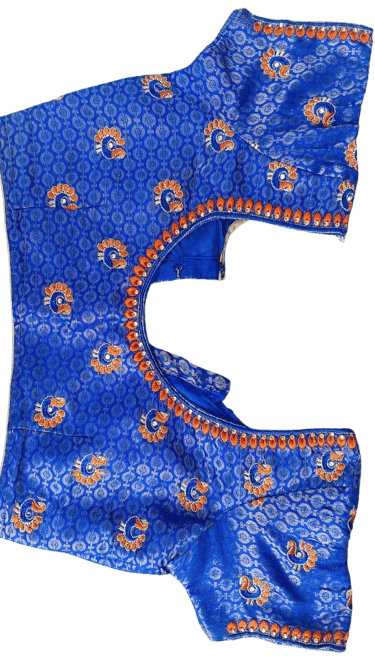 Blue Peacock Embroidered Blouse