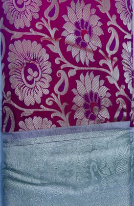 Purple and Silver Tissue Silk Saree With Blouse Piece Purple and Silver Tissue Silk Saree With Blouse Piece