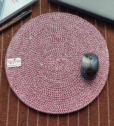Round table mats cotton placemats (pack of 4) | Dining table mats 14", Heat Resistant, Reversible Use (Maroon) by Bulky Santa