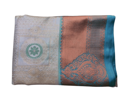 Green And Orange Silk Saree With Blouse Piece Green And Orange Silk Saree With Blouse Piece