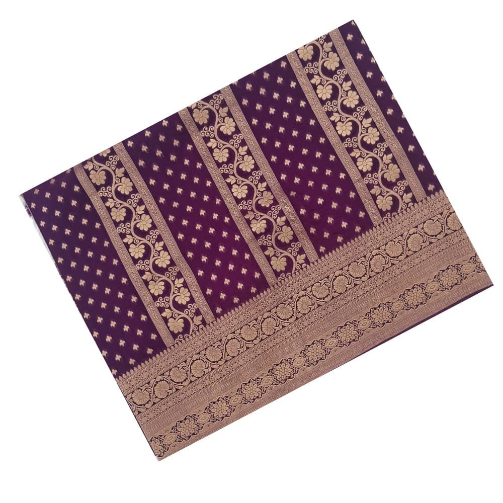 Purple and Gold Banarasi Silk Saree